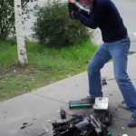 Geoff Welch Pounds An Old Fax Machine