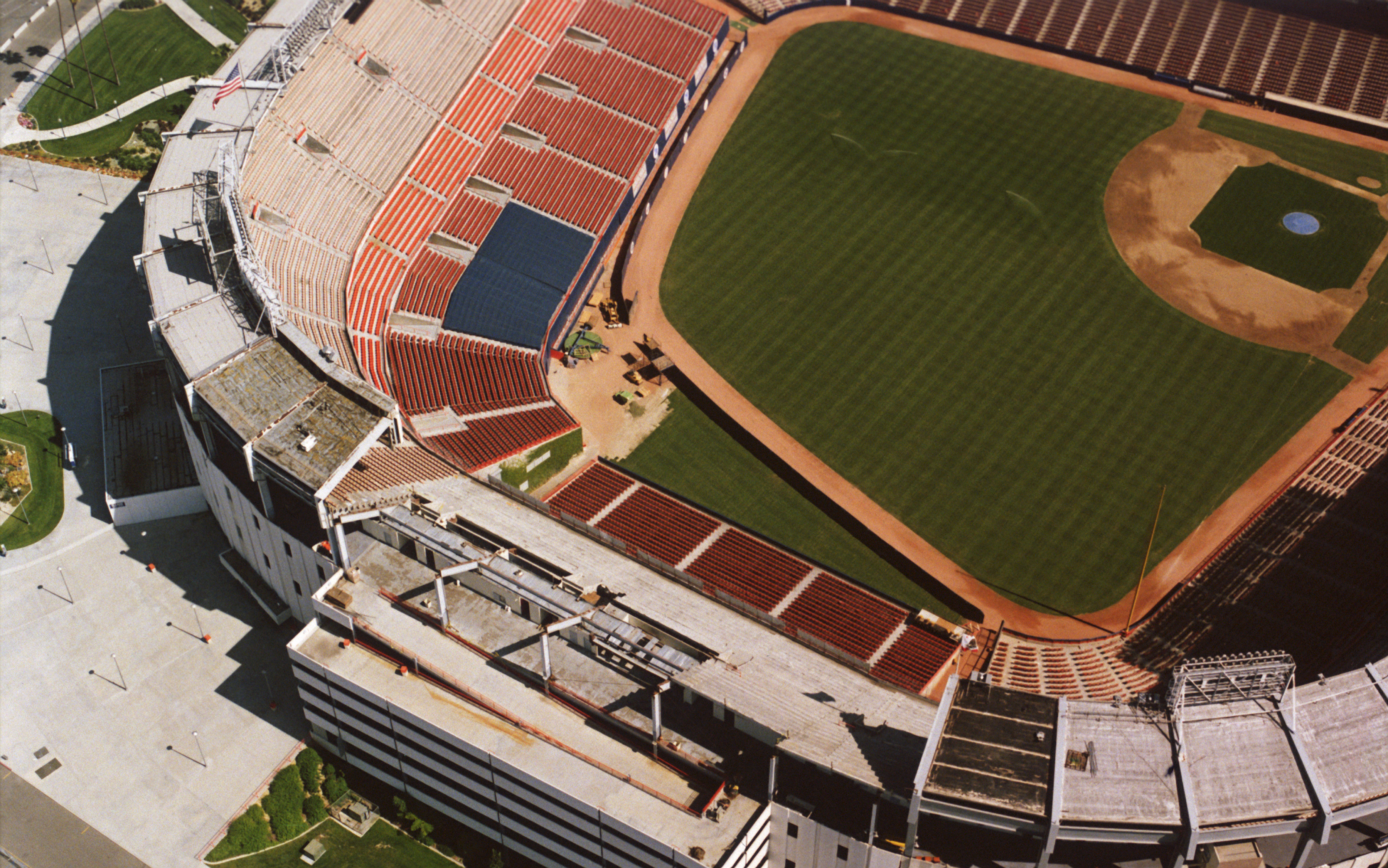 Aerial view of baseball stadium