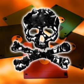 Floppy Disks with Fire and Skull & Crossbones